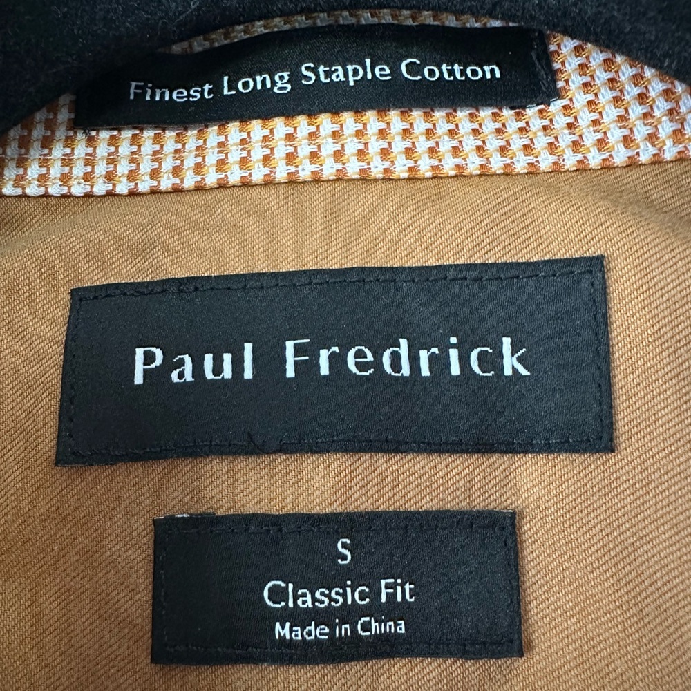 NWT Paul Fredrick Light Rust Cotton Button Down Classic Fit, Size Small - Picture 5 of 13